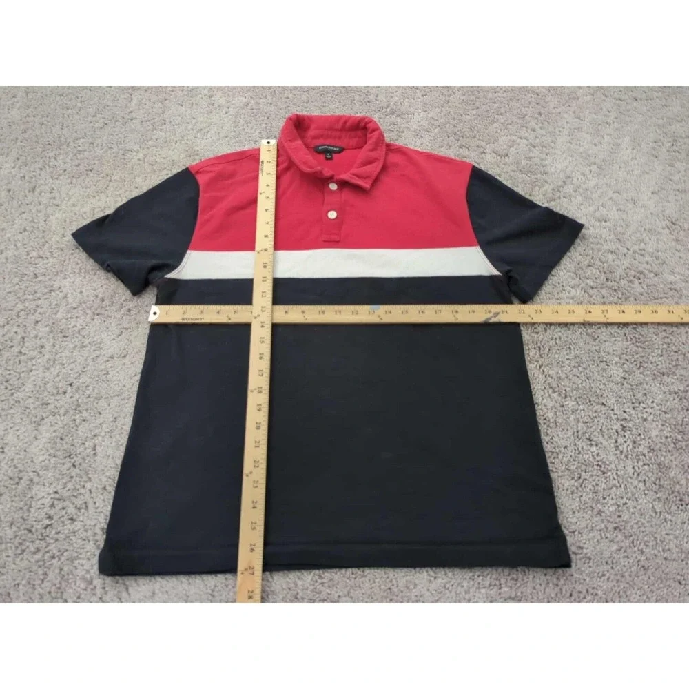 Banana Republic Polo‎ Shirt Mens Large Black Color Block Short Sleeve Casual